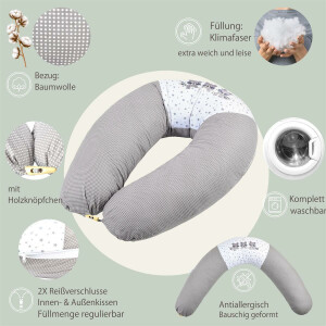 Nursing Pillow 190x30 EPS Micro Beads Gray-Racoon